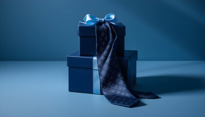 Navy Blue Gift Boxes with Tie Father's Day Present Idea