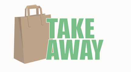Take Away Bag Icon. Vector isolated illustration of a take away paper bag. Take Away Sign