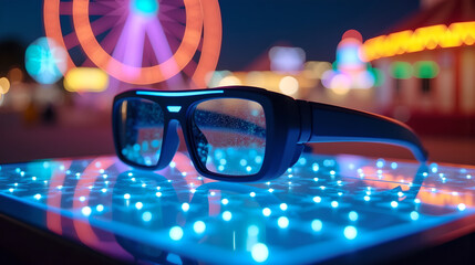 Close-Up of AR Glasses with LED Floor Glow
