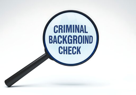 Criminal background check under magnifying glass