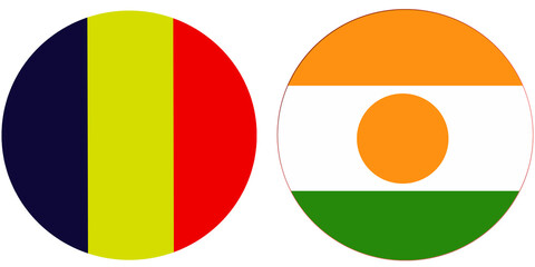 Armenia Official flag with Niger national flag, both countries flags in Round shape and isolated on white background
Circular colorful design Flag with together.