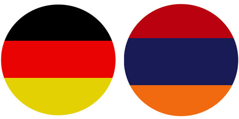 Germany Official flag with Armenia national flag, both countries flags in Round shape and isolated on white background
Circular colorful design Flag with together.