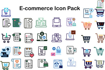 E-commerce Icon Pack – Online Shopping, Payment, and Delivery Symbols Vector