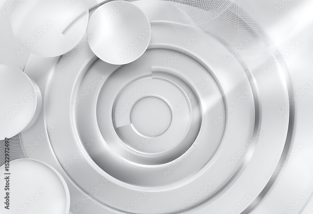 Poster abstract white spiral design circular shapes and geometric patterns