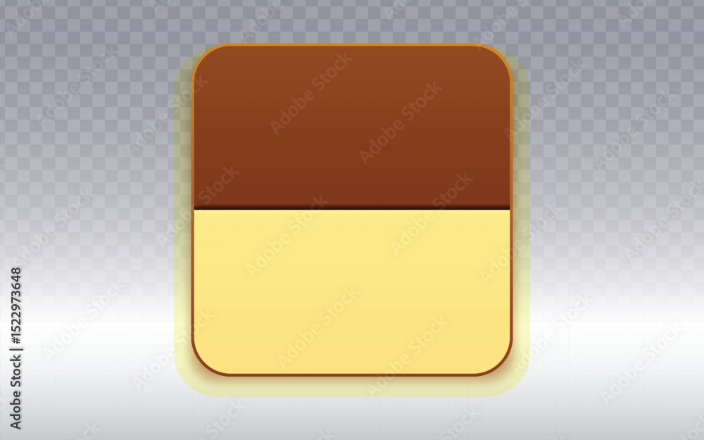 Poster a simple, rounded square icon featuring a brown top section and a cream bottom, with a subtle glow. 