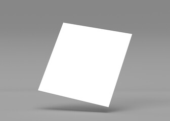 Blank Square Paper Mockup on Gray Background