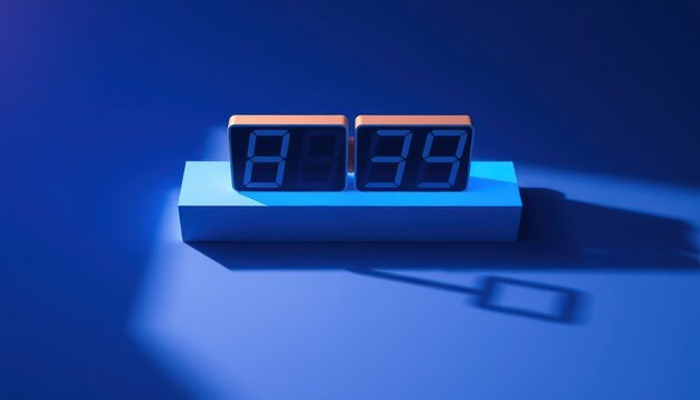 Minimalist clock showcasing the time 8:39 against a stylish blue backdrop