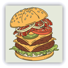 Burger social media feed post template social media instagram for food promotion simple banner frame