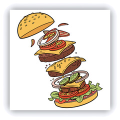 Burger social media feed post template social media instagram for food promotion simple banner frame