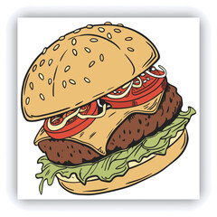 Burger social media feed post template social media instagram for food promotion simple banner frame