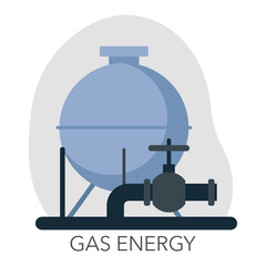 Gas tank with pipes. Gas energy and industry vector illustration.