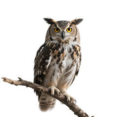 Fototapeta premium Detailed Close-up of an Eagle-Owl Perched on a Branch