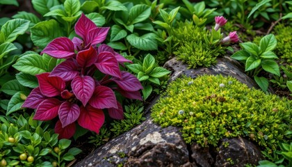 Vibrant flower blossoming on a rock, closeup of nature's resilience and beauty