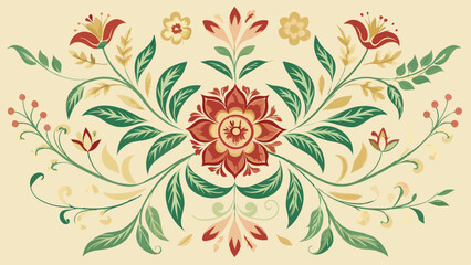 Seamless Floral Pattern with Vintage Lotus and Leaves Design