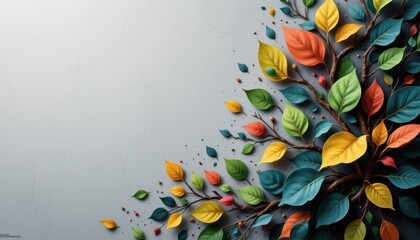 Magnificent colorful tree, a stunning display of nature's vibrant foliage and branching majesty