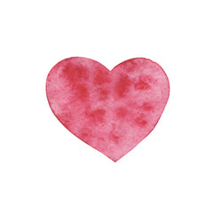 Watercolor textured beautiful pink hand painted heart in speckled wet effect