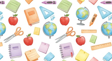 Educational Supplies Seamless Pattern