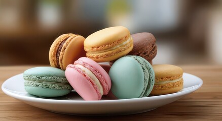 Colorful Macarons on a Plate
