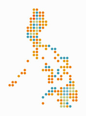 Philippines dotted map. Digital style map of the country on white background. Philippines shape with circle dots. Colored dots style. Large size circles. Plain vector illustration.