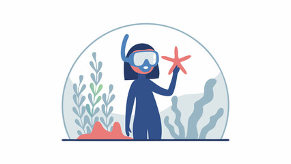 A diver s adventure with a starfish discovering ocean s wonder through the glass a joyful sea journey in