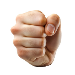 Fist gesture of determination with a strong grip displayed on a transparent background, cutout PNG