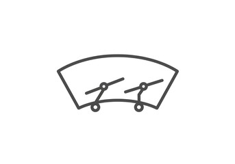 A simple line drawing of a windshield with wipers on a white background in a minimalist style