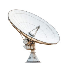 Large satellite dish used for communications in remote areas, technology designed for optimal signal reception, transparent background, cutout PNG