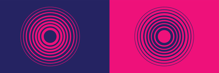 Abstract, hypnotic background with concentric circles. Colorful halftone graphic design elements. Sound wave vector illustration.