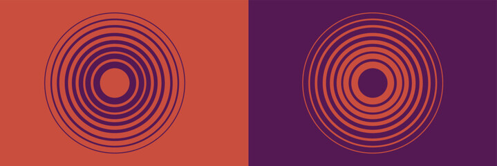 Abstract, hypnotic background with concentric circles. Colorful halftone graphic design elements. Sound wave vector illustration.
