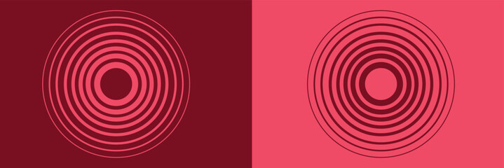 Abstract, hypnotic background with concentric circles. Colorful halftone graphic design elements. Sound wave vector illustration.