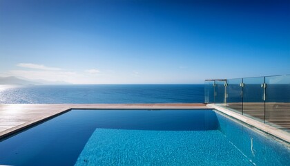 Fototapeta premium modern beachfront property with infinity pool overlooking the ocean on a clear day