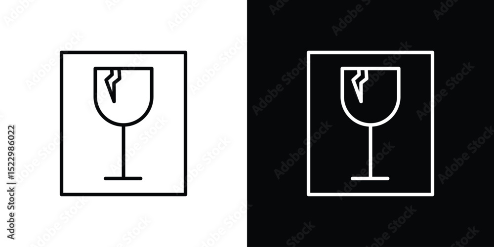 Poster box fragile icon graphic vector set for ui design
