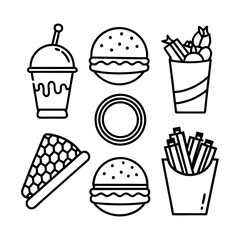 fast food icon set symbol collection logo isolated vector art