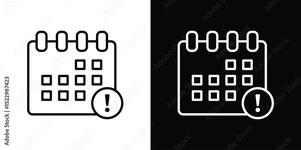 Poster calendar exclamation icon graphic vector set for ui design
