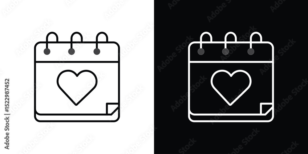 Poster calendar heart icon graphic vector set for ui design