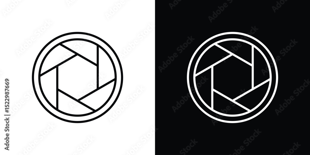 Poster camera shutter icon graphic vector set for ui design
