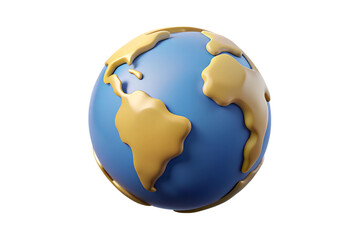 Fototapeta premium Cartoon planet Earth on white background. 3d realistic globe icon. Planet Earth day or Environment day concept 