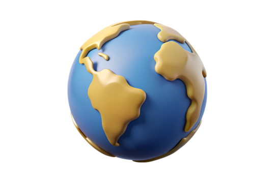 Cartoon planet Earth on white background. 3d realistic globe icon. Planet Earth day or Environment day concept
