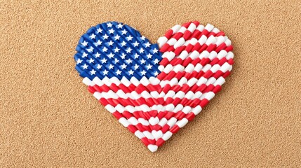 Fototapeta premium Heart of Unity - Conceptual Display with Tiny American Flags on Corkboard