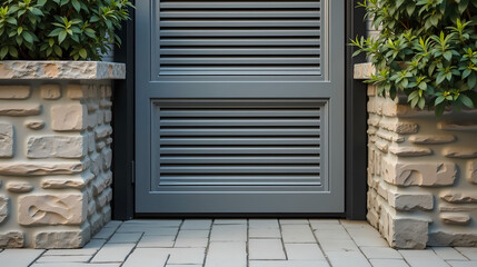 Fototapeta premium Metallic Door with Horizontal Slats 