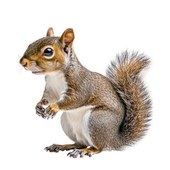 Obraz premium This cute squirrel is standing upright on its hind legs, displaying its fluffy tail and lively expression