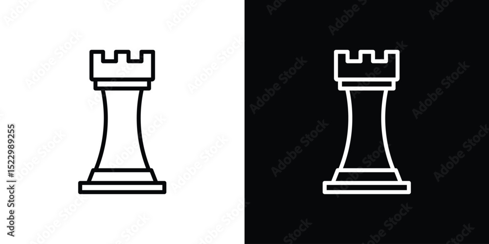 Poster chess rook icon graphic vector set for ui design