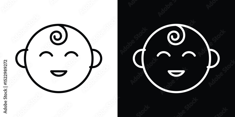 Poster child face icon graphic vector set for ui design