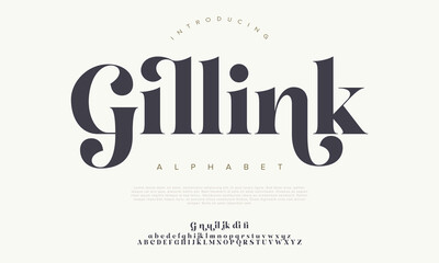 Elegant alphabet letters font and number. Classic Lettering Minimal Fashion Designs. Typography modern serif fonts regular decorative vintage concept. vector illustration