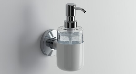 Obraz premium Chrome soap dispenser on wall