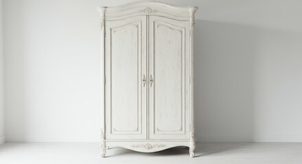 Cream colored wardrobe with curved detailing