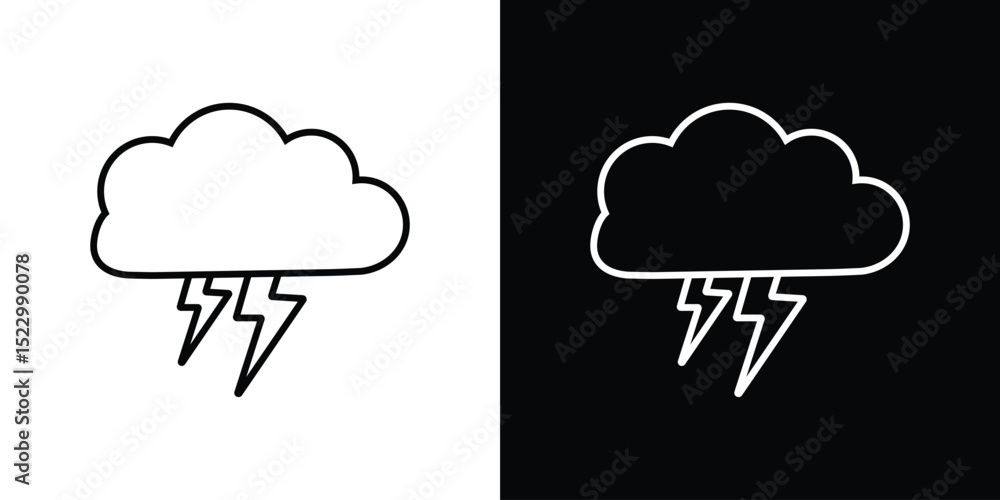 Poster cloud lightning icon graphic vector set for ui design