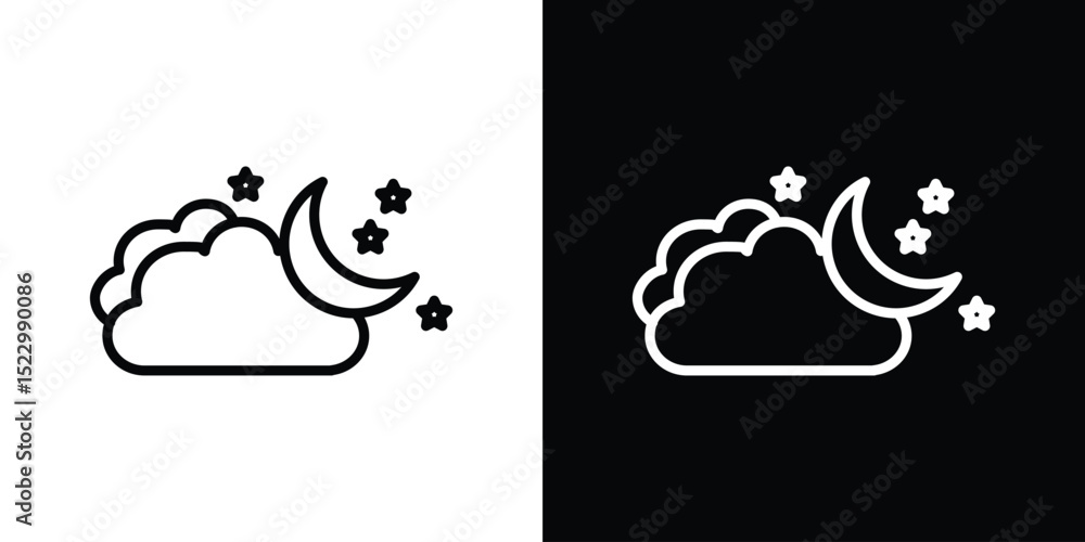 Poster cloud moon icon graphic vector set for ui design