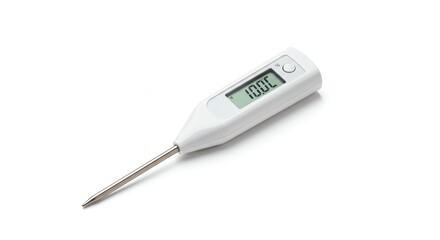 Digital thermometer on white background