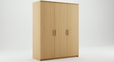 Light beige three door wardrobe